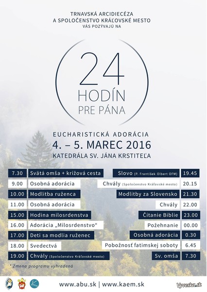 Pozývame na duchovné podujatie "24 hodín pre Pána"