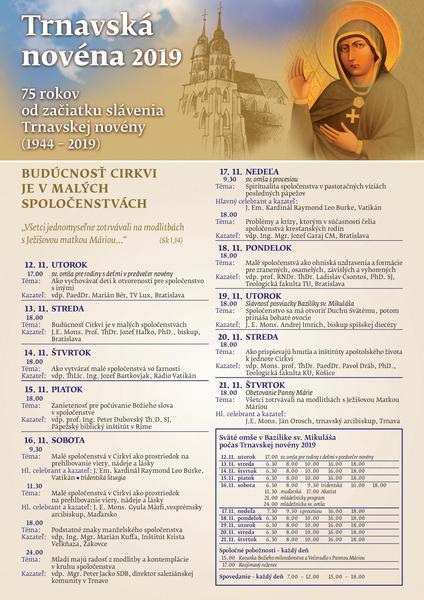 Program Trnavskej novény 2019