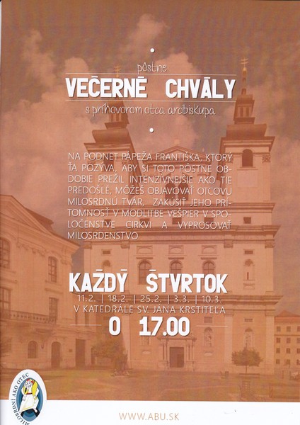 Pôstne štvrtky budú patriť večerným chválam s arcibiskupom